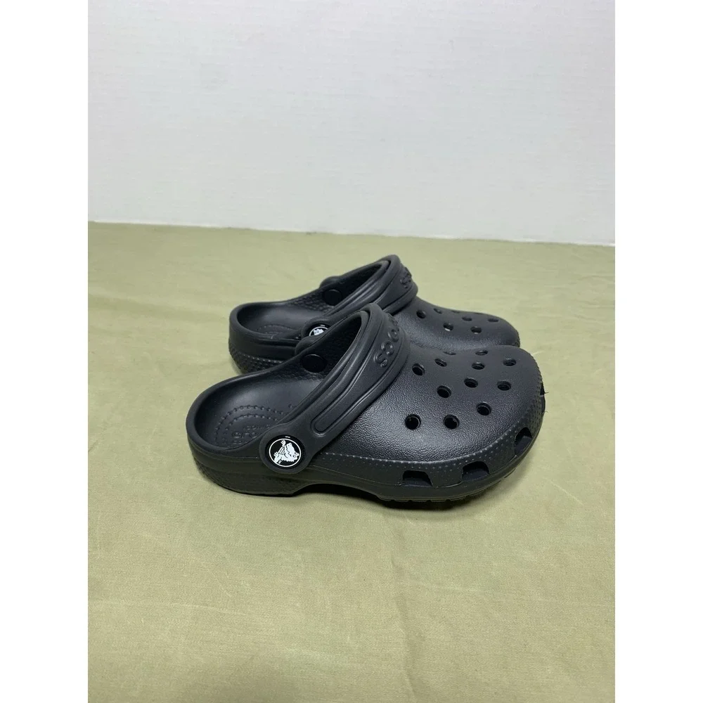Crocs Classic Kids Clogs‎ C5 Black Rubber Breathable Slingback Round Toe